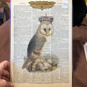 Owl With Crown - Vintage Dictionary Art - BRAND NEW!